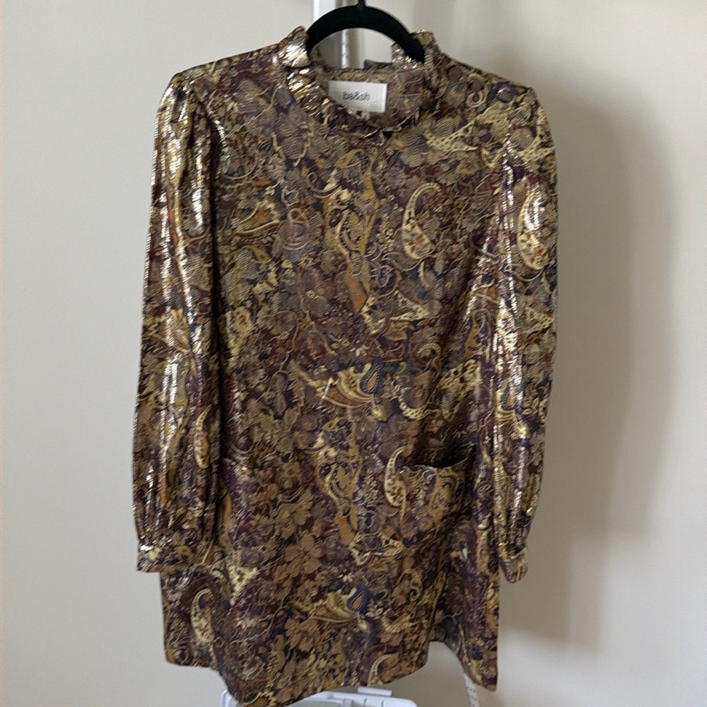 NWOT Ba+Sh Chiba gold mini dress, size M - Picture 6 of 15